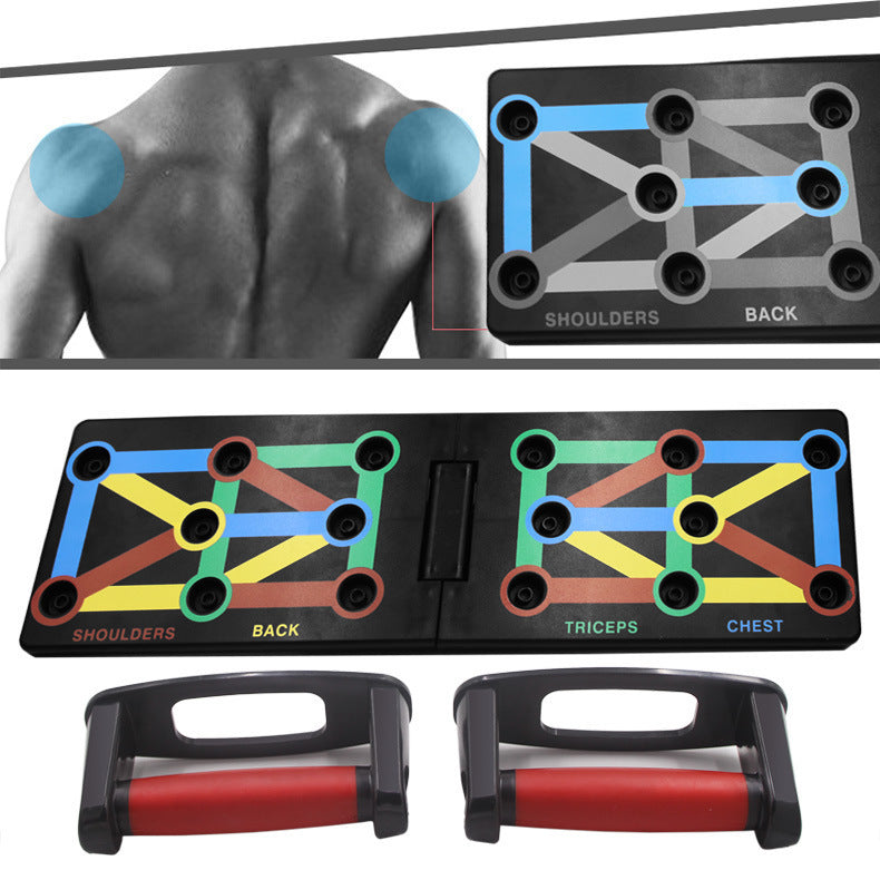 Système d'entraînement push-up VELNOX Fitness™ de la marque ggg, avec poignées et plateforme pour exercices de musculation à la maison.